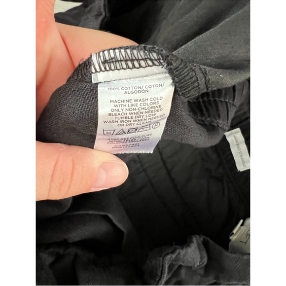 LOFT Black Cotton High Rise Straight Drawstring Pant Casual - Size Medium - Picture 7 of 8